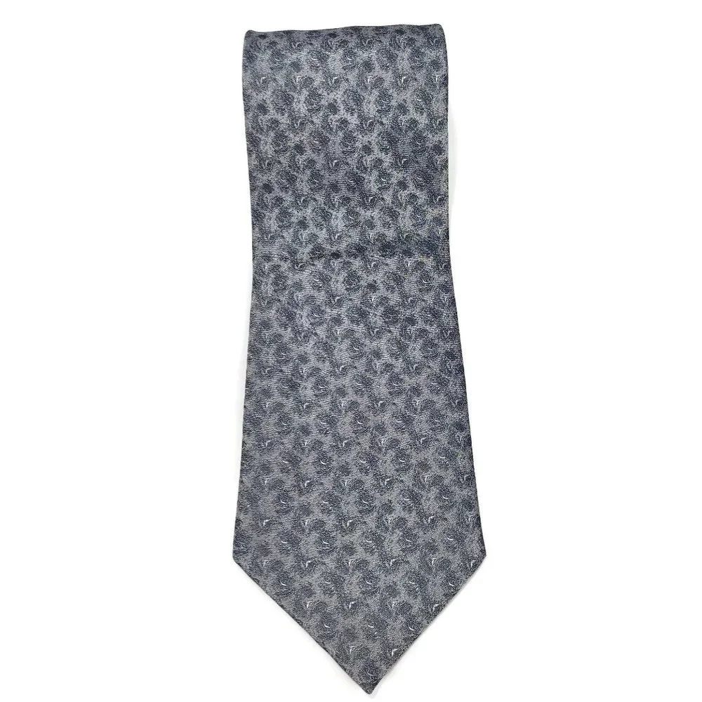Qiubite Hand Made Blue‎ Patchwork Pattern Mens Tie